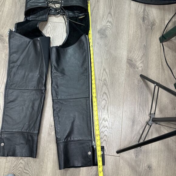 Vintage Harley Davidson Women's Black Leather Riding Chaps USA Made Size Small - Picture 13 of 13